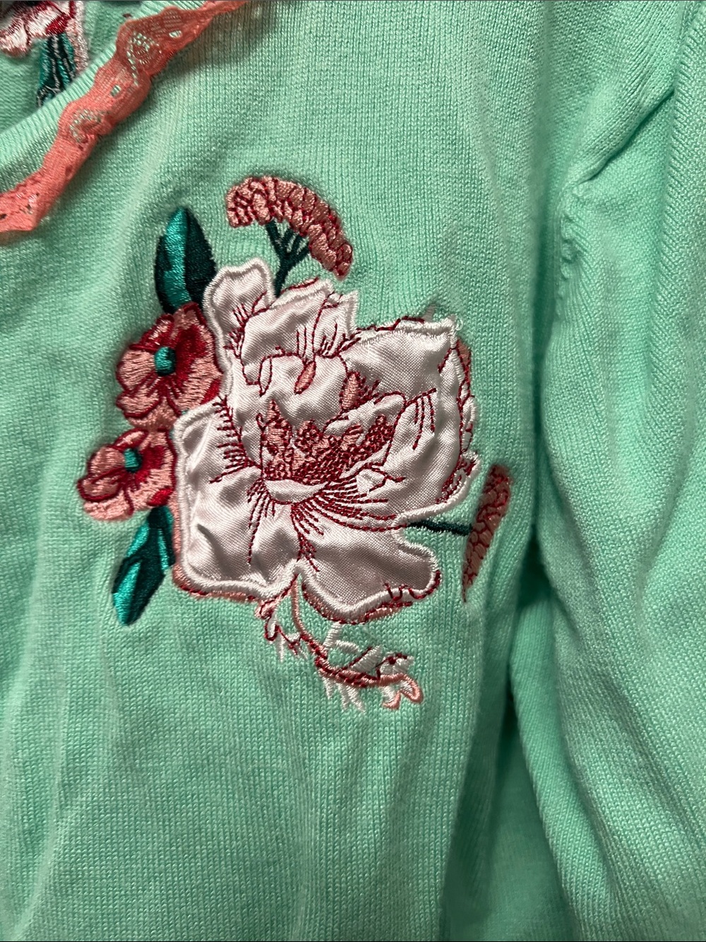Voodoo vixen Womens Mint Green Embroidered Cardigan Jacket medium - Picture 2 of 5